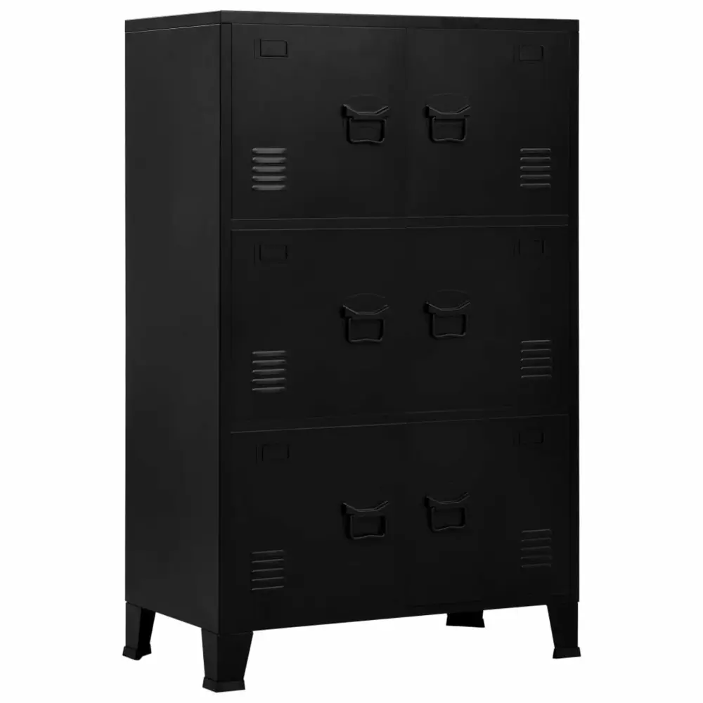Anself 6 Door Office Cabinet Storage Shelves Name Tags Metal File Cabinet Black 29.5x15.7x47.2 Inches