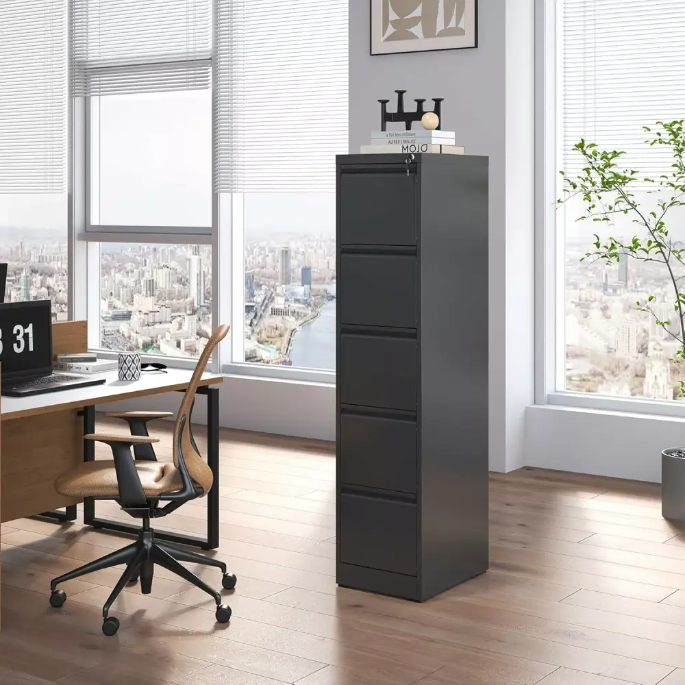 5 Drawer Vertical File Cabinet Lock Heavy Duty Metal Storage Legal Letter DEYUDE