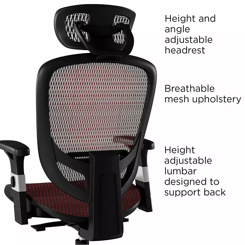 Union & Scale FlexFit Hyken Mesh Task Chair Maroon 2-Pack Ergonomic Office Chairs