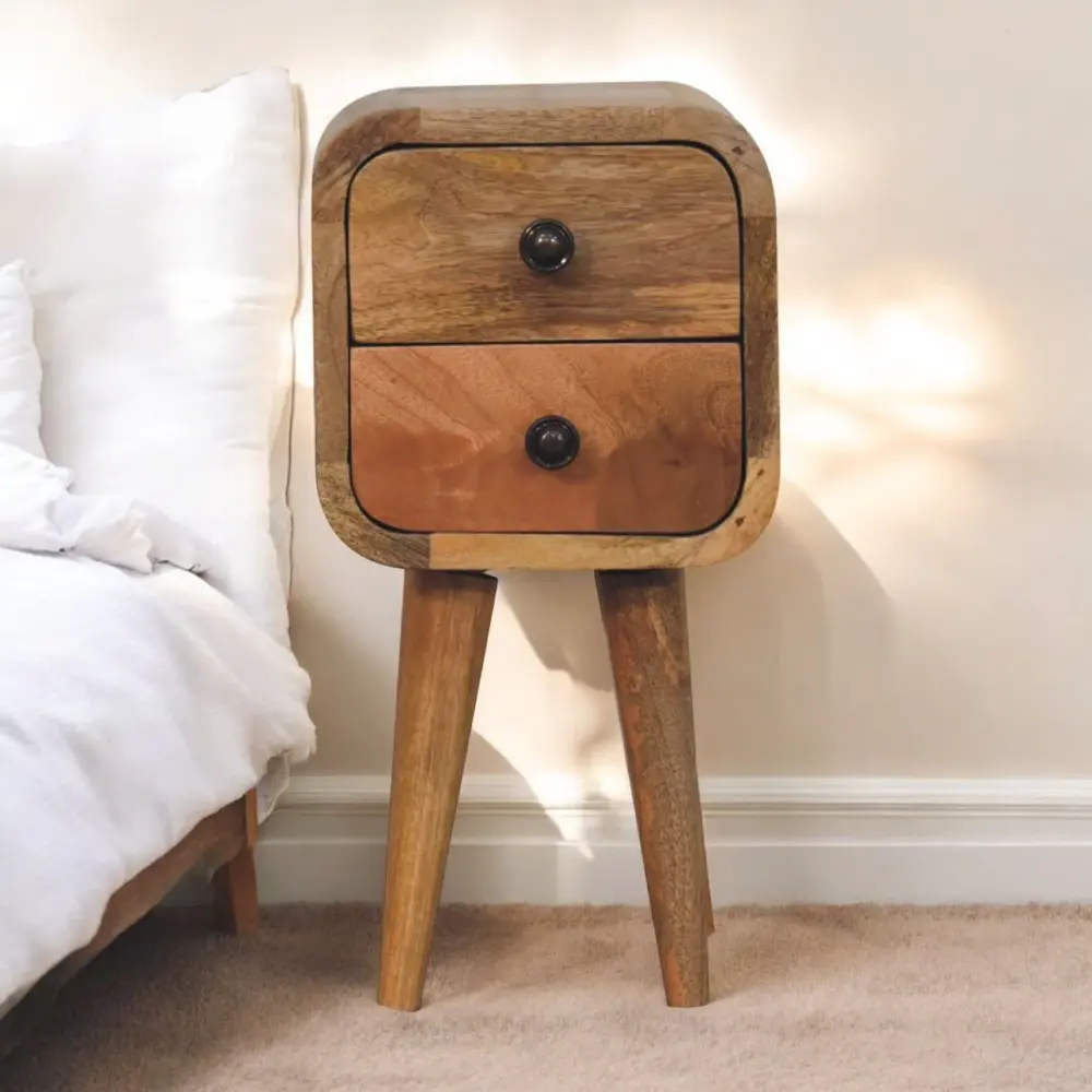 Curved Nightstand, USB Charging Station