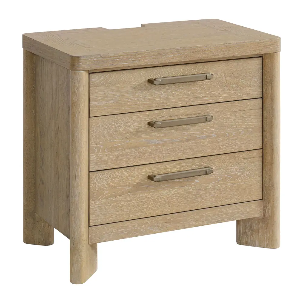 3 Drawer Nightstand - Tan 14 Inch Height