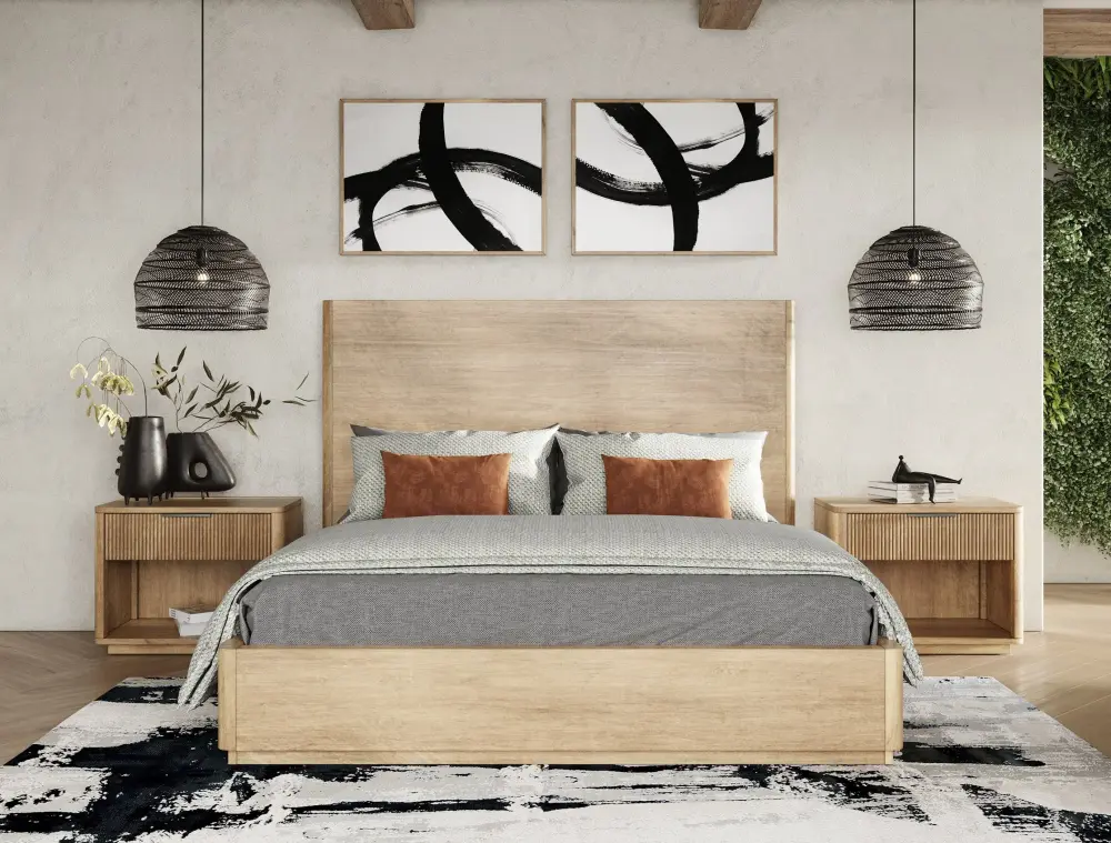Nova Domus Santa Monica - Modern Authentic Oak Nightstand Master Bedroom