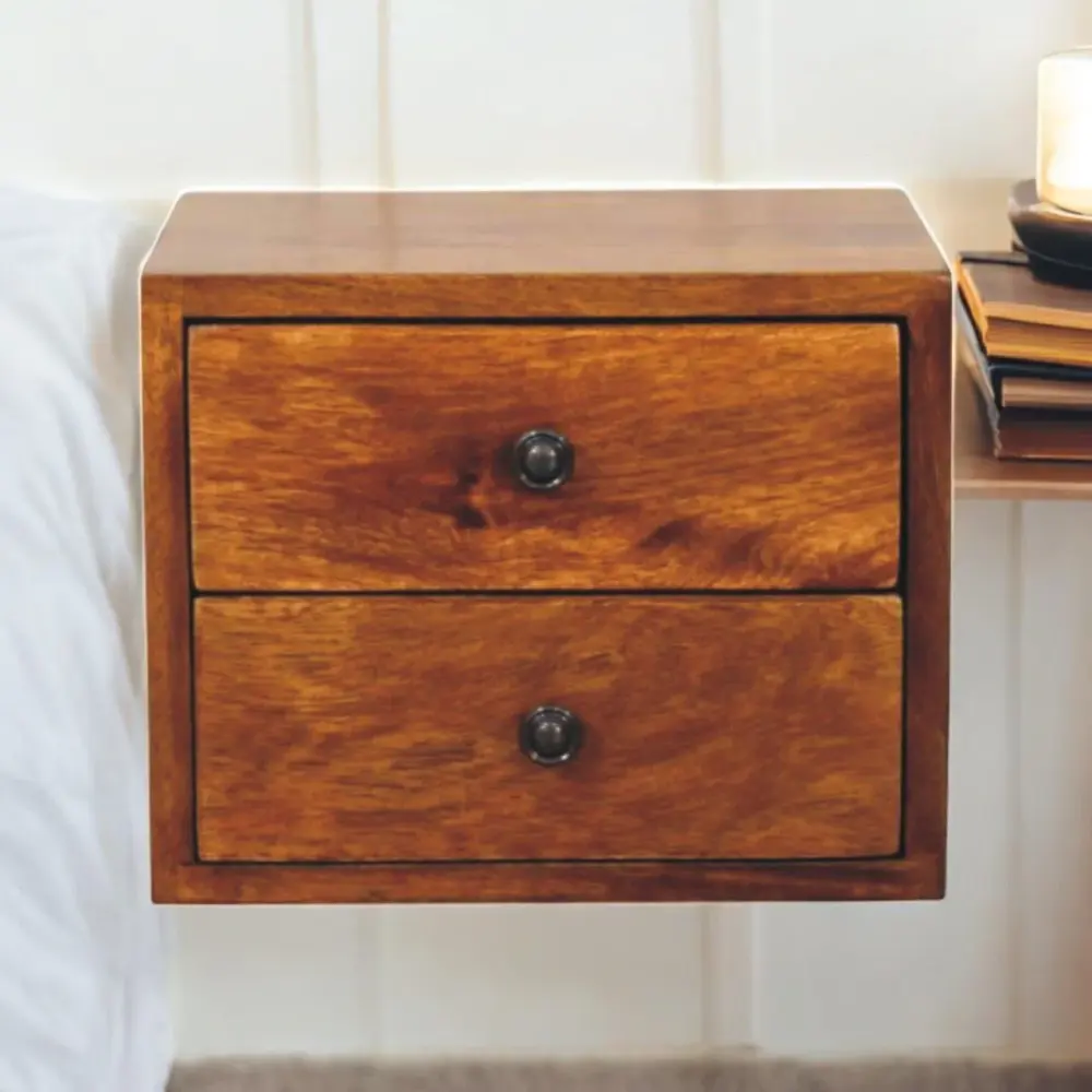 Solis - 1 Drawer Wall Mounted Nightstand USB Charging Station
