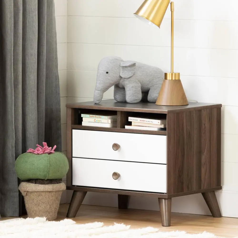 Yodi Nightstand - Untreated Walnut / White King Size