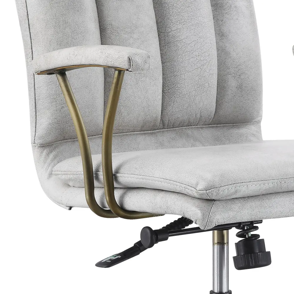 Damir - Vintage Top Grain Leather Office Chair - Antique White / Heritage