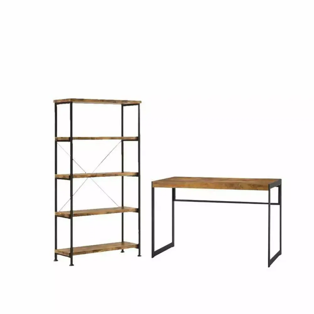 2 Piece Office Set Bookcase and Desk Wood Home Square