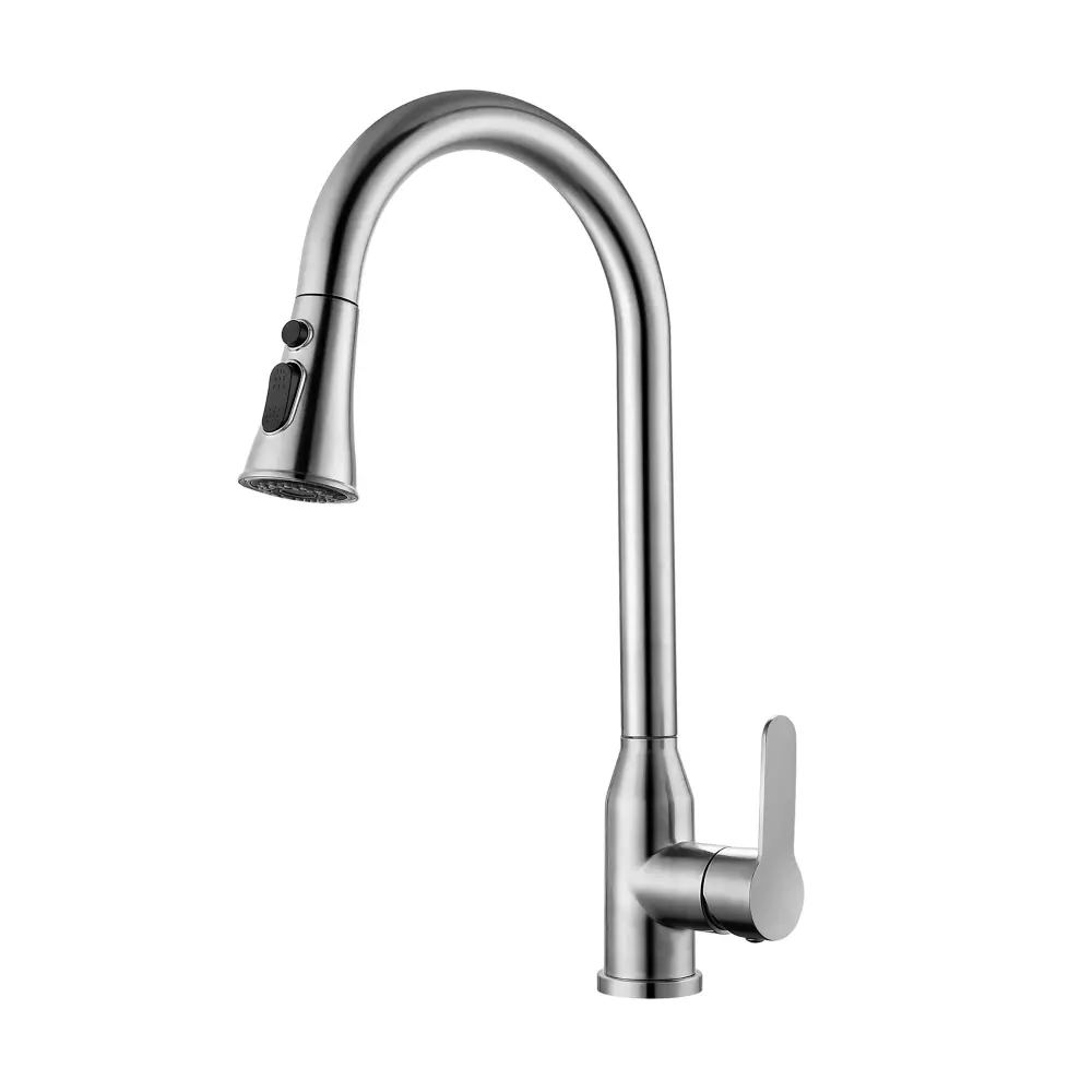 Stainless Steel High Arc Kitchen Faucet Pull Down Sprayer - Brushed Nickel