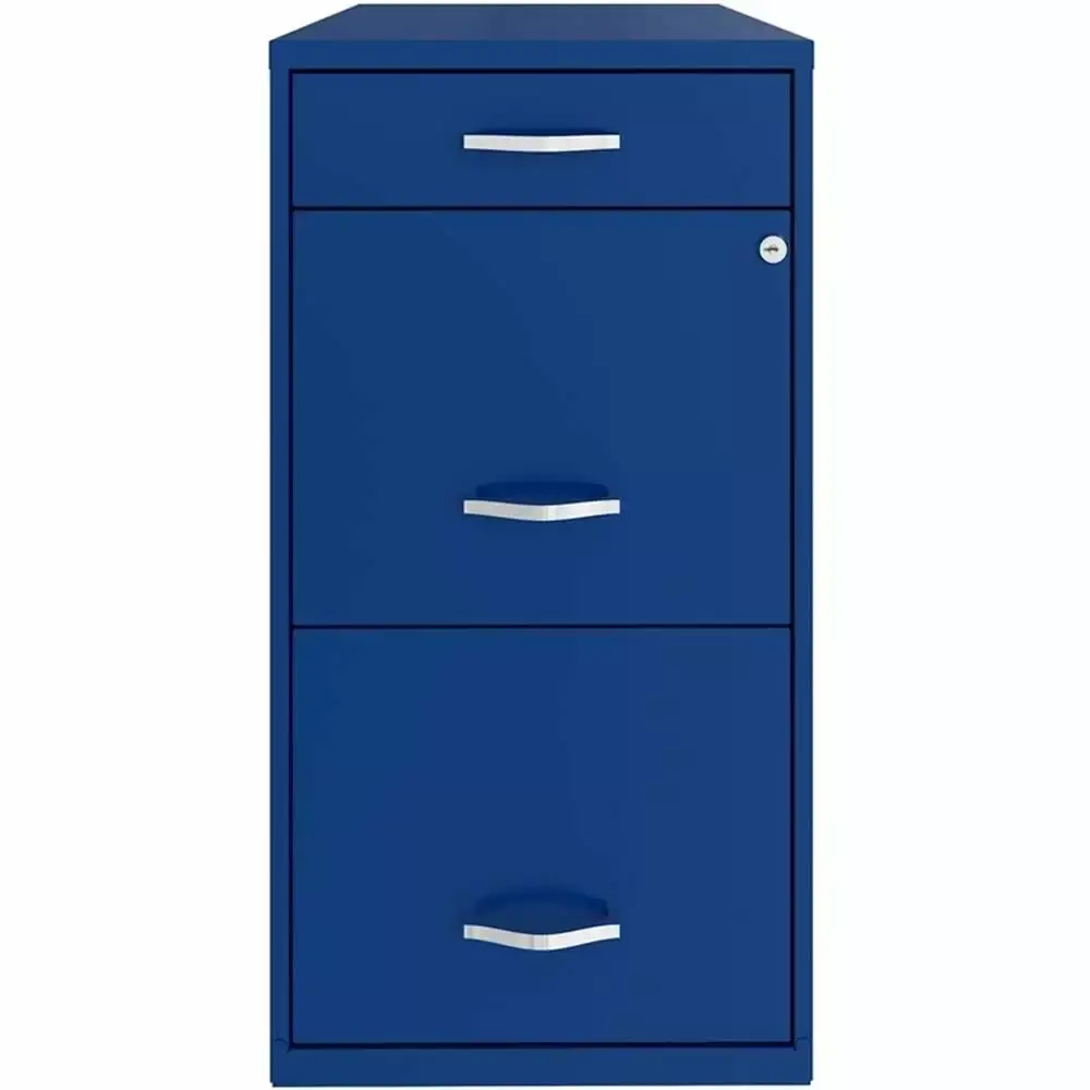 Home Square Set 2 3 Drawer Metal Organizer File Cabinet Blue Office Storage