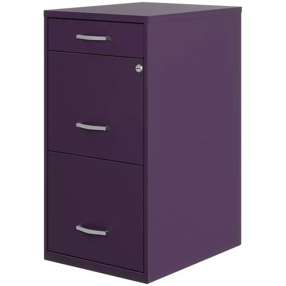Home Square Set 2 18D 3 Drawer Organizer File Cabinets Midnight Purple