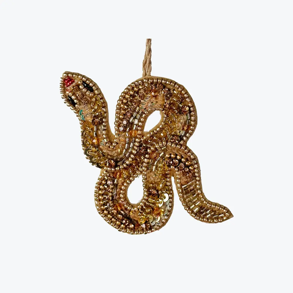 Invisible Plastic Golden Velvet Snake Ornament