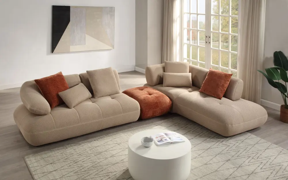 Carrick - Sandwich Mesh Ottoman - Rustic Chestnut