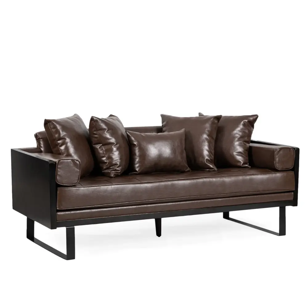Contemporary Ample Loveseat Accent Pillow USB Ports