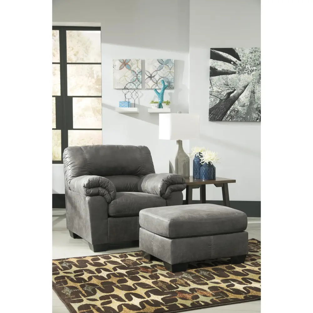 Diamond Modern Furniture Exclusive Design Bladen Leather Look Ottoman 1202114