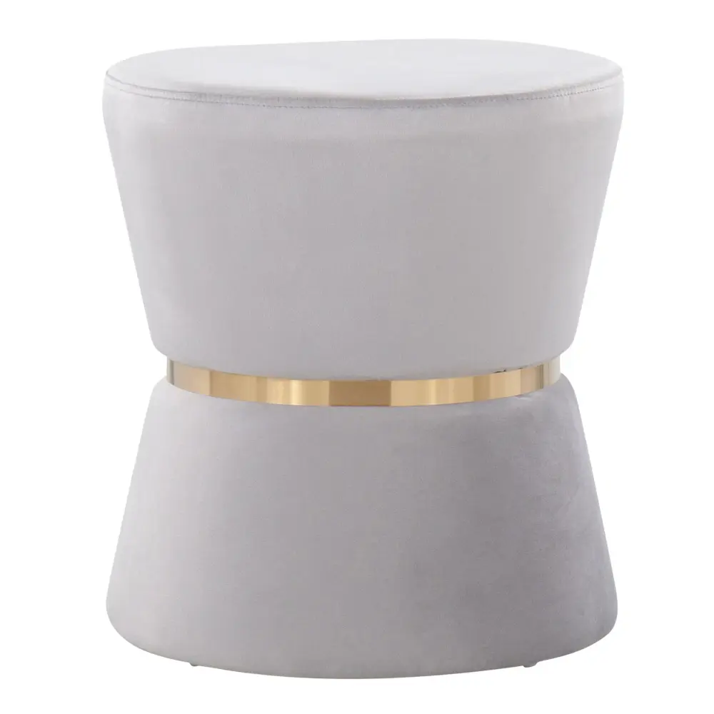 Gemma - Contemporary / Glam Ottoman - Quicksilver / Gold UL Certified Wood Finish