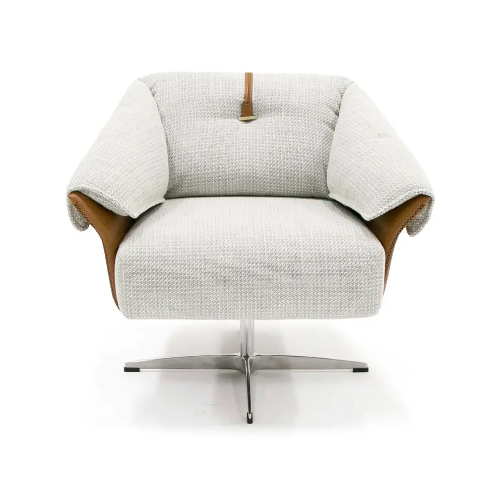 Modrest Ohio - Revolve Grey and Camel Fabric Accent Chair
