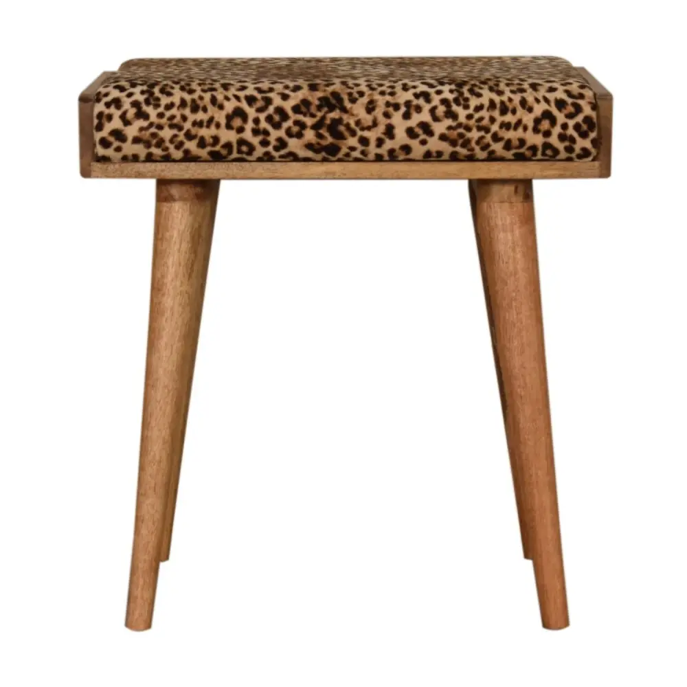 Solid Wood Leopard Tray Style Footstool - Cocoa Oak