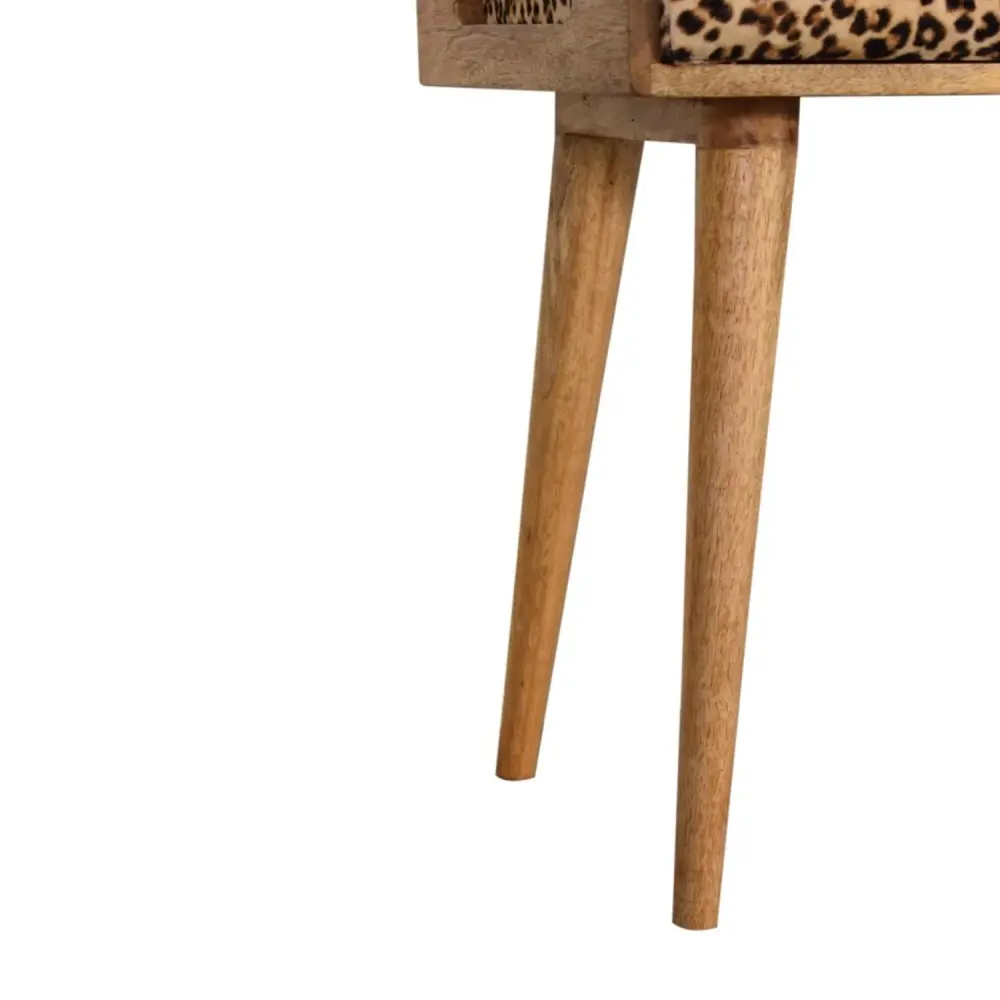 Solid Wood Leopard Tray Style Footstool - Cocoa Oak
