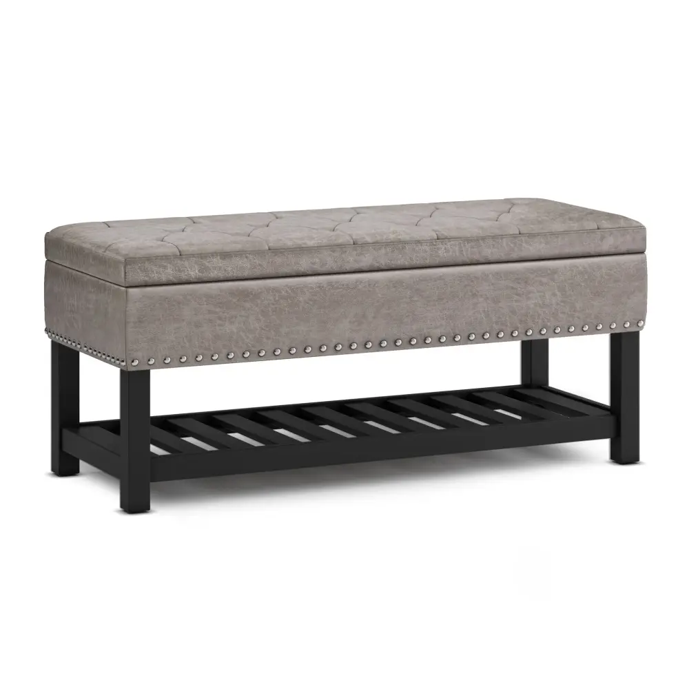 Solid Wood Lomond - Upholstered Storage Ottoman Bench