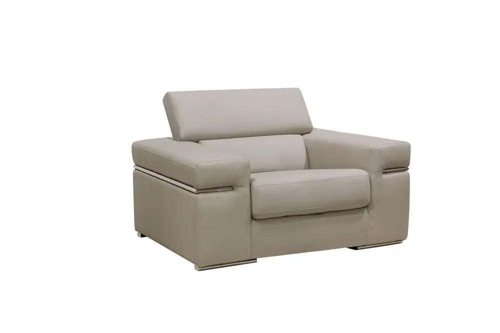 Upholstered Velvet Divani Casa Atlantis - Minimalist Light Grey Vegan Leather Accent Chair