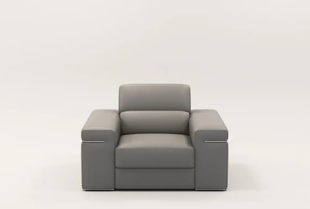 Upholstered Velvet Divani Casa Atlantis - Minimalist Light Grey Vegan Leather Accent Chair