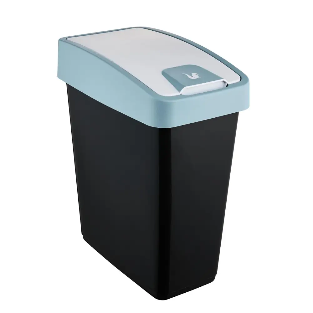 Keeeper Waste Bin Trash Can 25L Twin Opening Recycling Sorting Matte Black | 13 Gallon