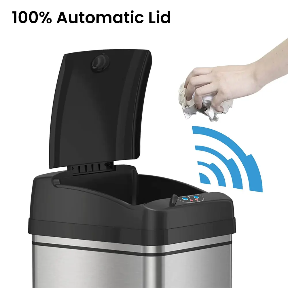 50 Liter / 13 Gallon Non-corrosive Steel Sensor Kitchen Trash Can AbsorbX Odor Filter