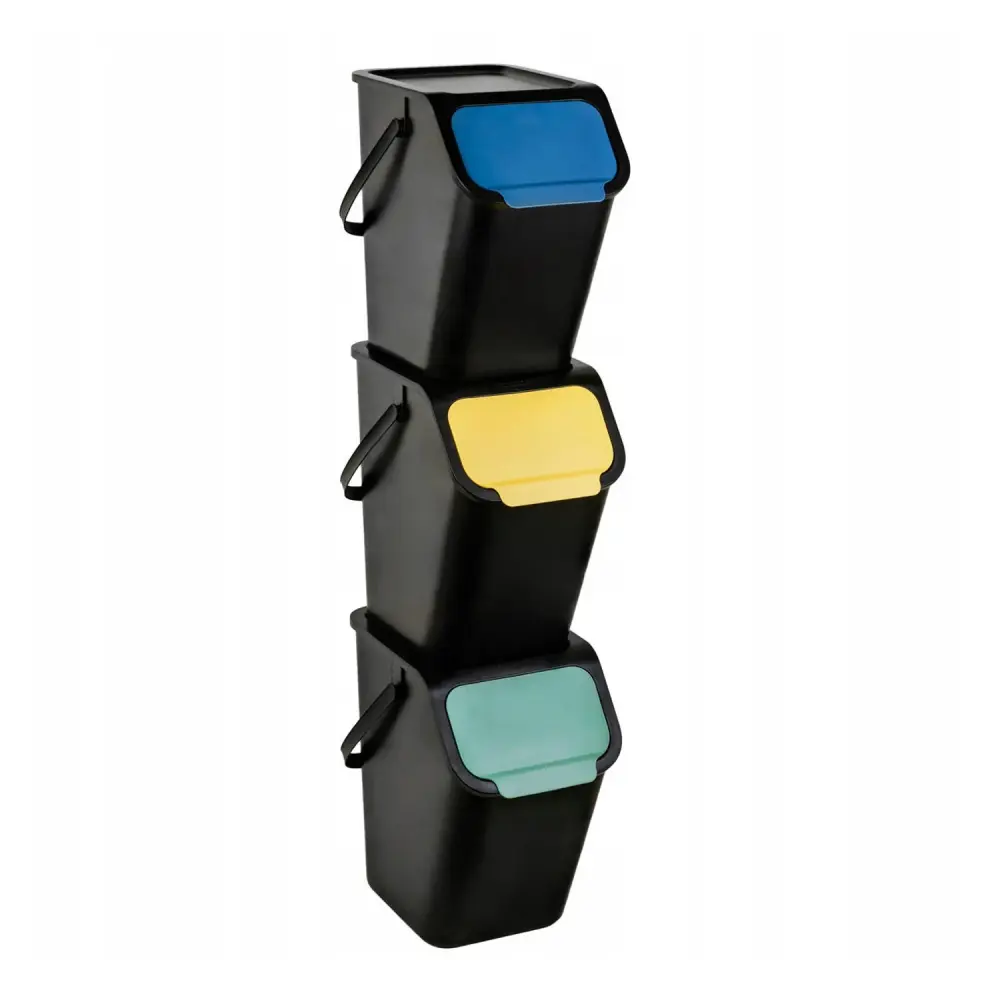 Set 3 Practical Bini 25L Recycling Bins – Productive Waste Sorting Solution