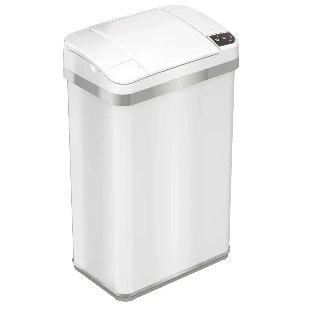 15 Liter / 4 Gallon White Durable metal Steel Sensor Bathroom Trash Can AbsorbX Odor Filter