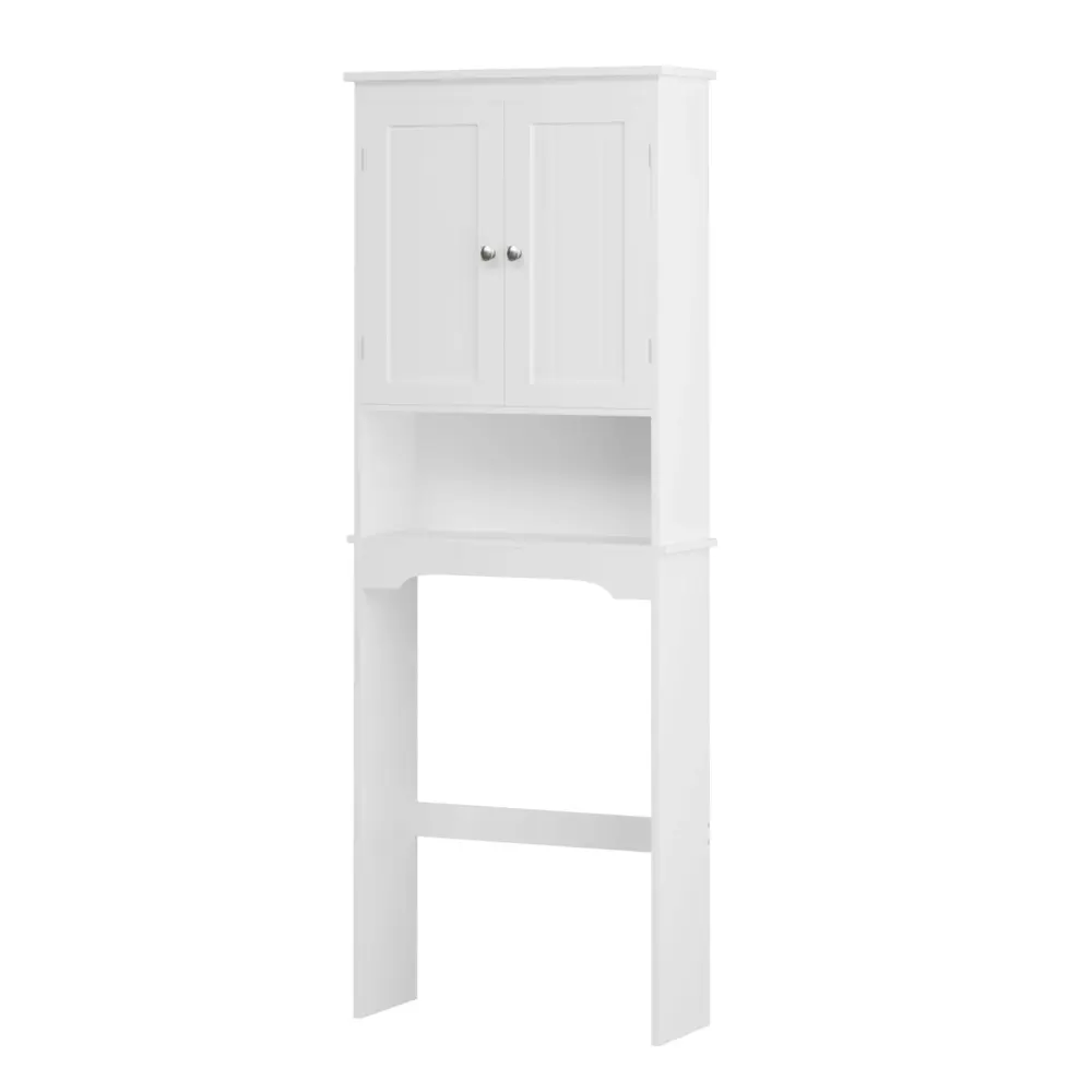 Over Toilet Storage Cabinet, Bathroom Space Saver Modifiable Shelf - White