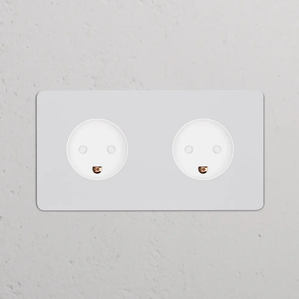 Kew Duplicate 2x Danish Type K Socket - Paintable | White
