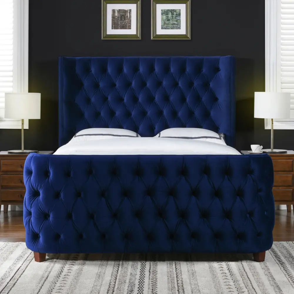 Brooklyn - Tufted Panel Bed Headboard And Footboard Adjust 14 Inch Height