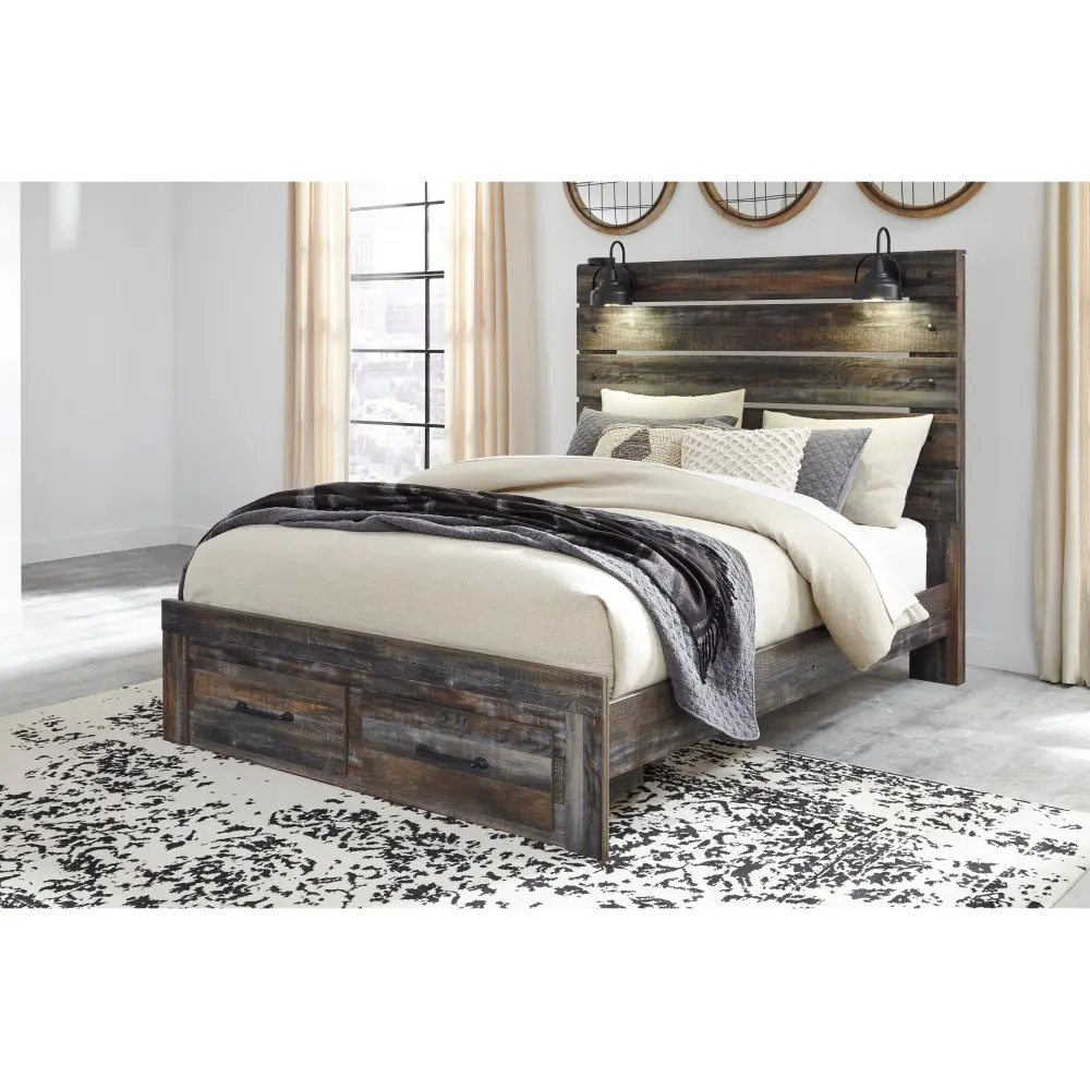 Diamond Cutting-edge Furniture Exclusive Design Drystan Queen Panel Bed Storage B211-57/B211-54S/B211-96