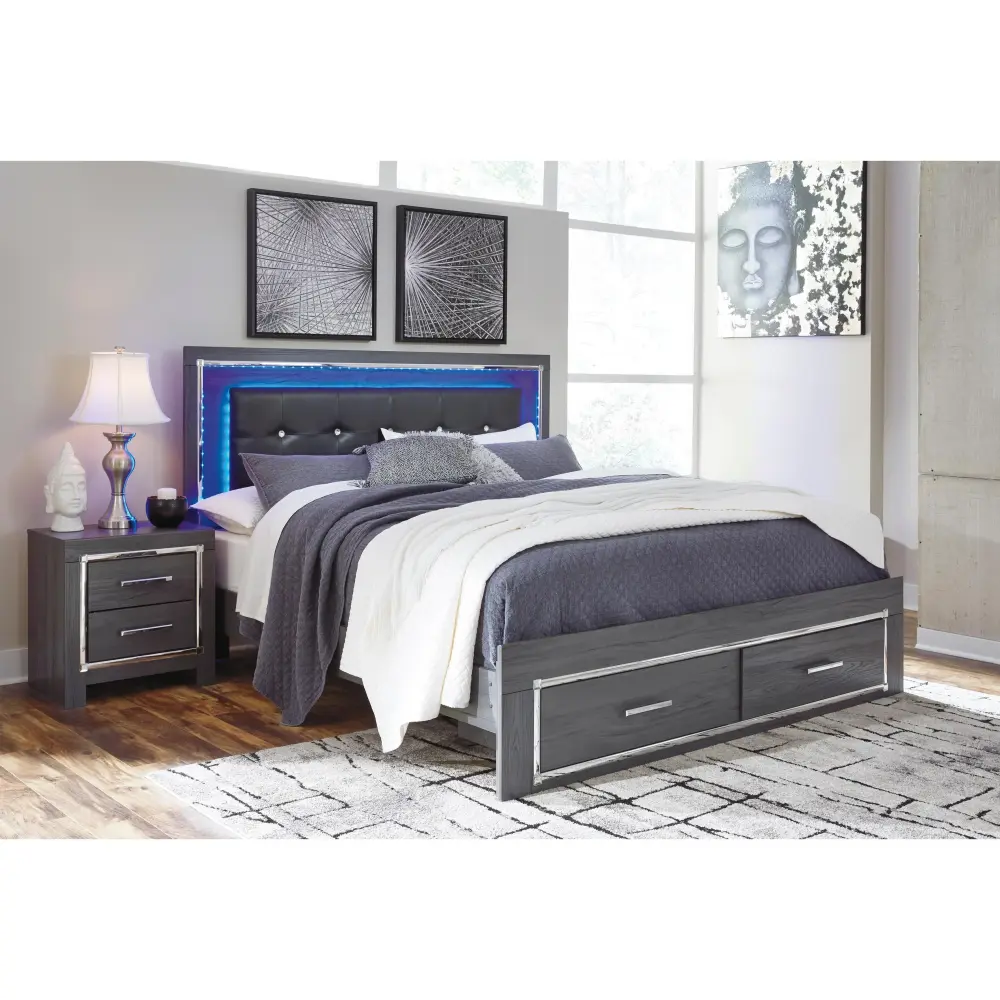 Diamond Modern Furniture Restricted Design Lodanna King Upholstered Panel Bed Storage B214-56S/B214-58/B214-95/B100-14