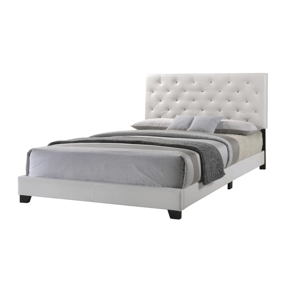 Diamond Modern Furniture HH Twin Upholstered Panel Bed HH2018 Twin Bed - White