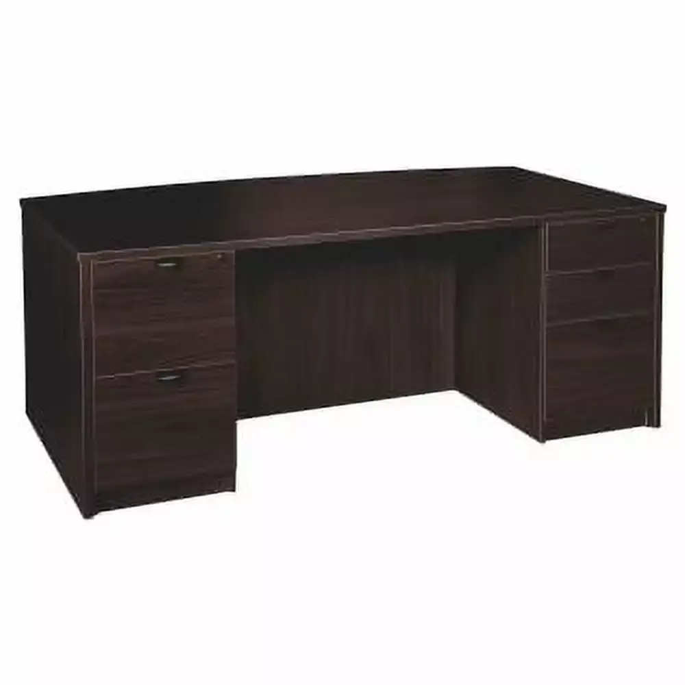 Lorell Prominence 2.0 Espresso Laminate Double-Pedestal Desk 72x42 Inches 5 Drawers