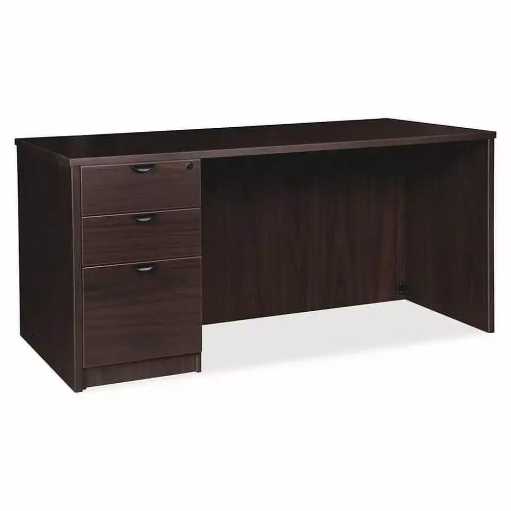 Lorell Prominence 2.0 Espresso Laminate Left-Pedestal Desk 66x30 Inches 3 File Drawers