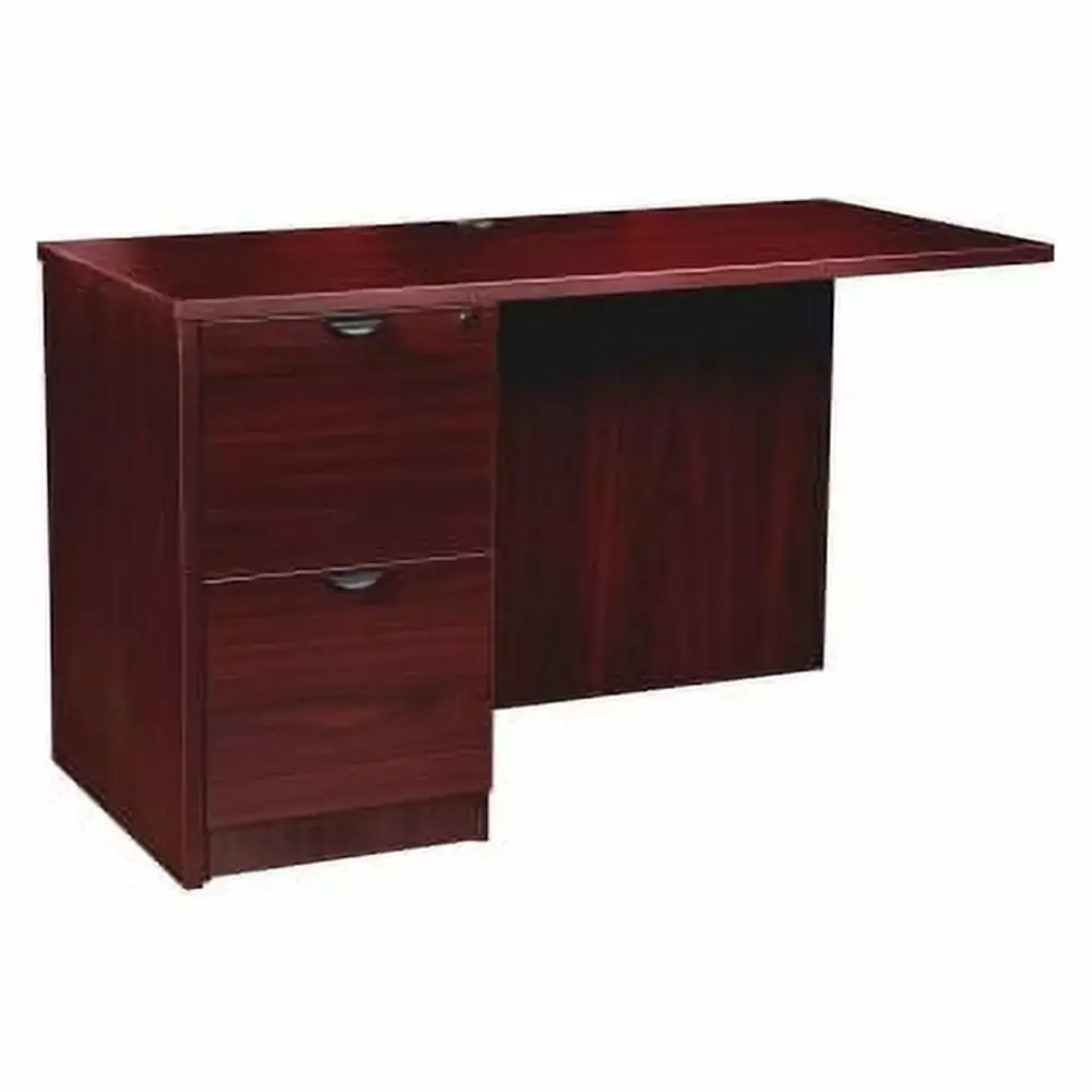 Lorell Prominence 2.0 Mahogany Laminate Left Return Desk 2 File Drawers 42x24 Inches