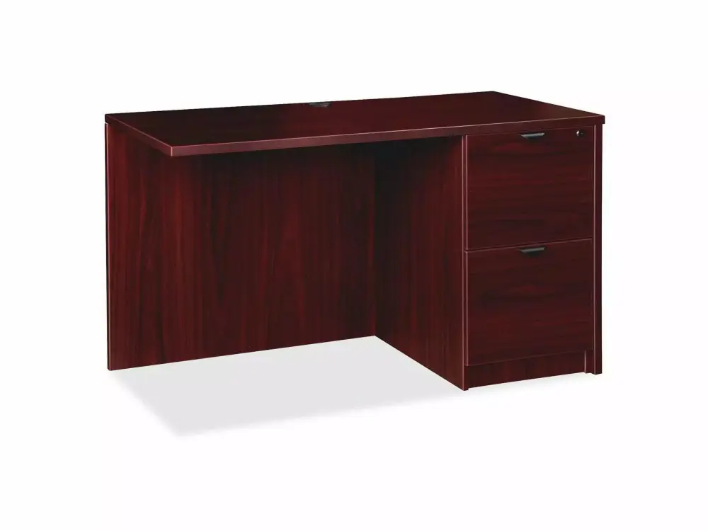 Lorell Prominence 2.0 Mahogany Laminate Right Return Desk 2 File Drawers 42x24 Inches