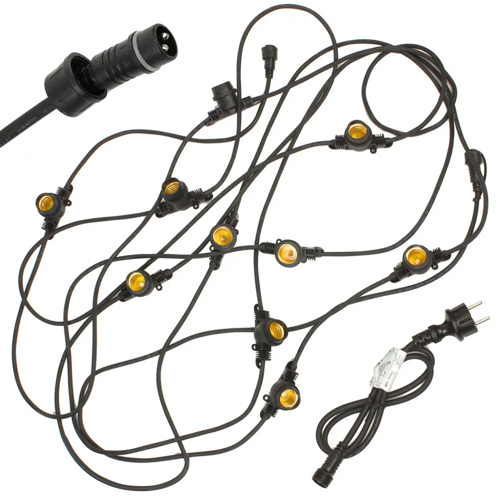 Maclean Energy MCE410 10m Garden Garland 10x E27 Bulbs IP44 Outdoor Indoor (without bulbs)