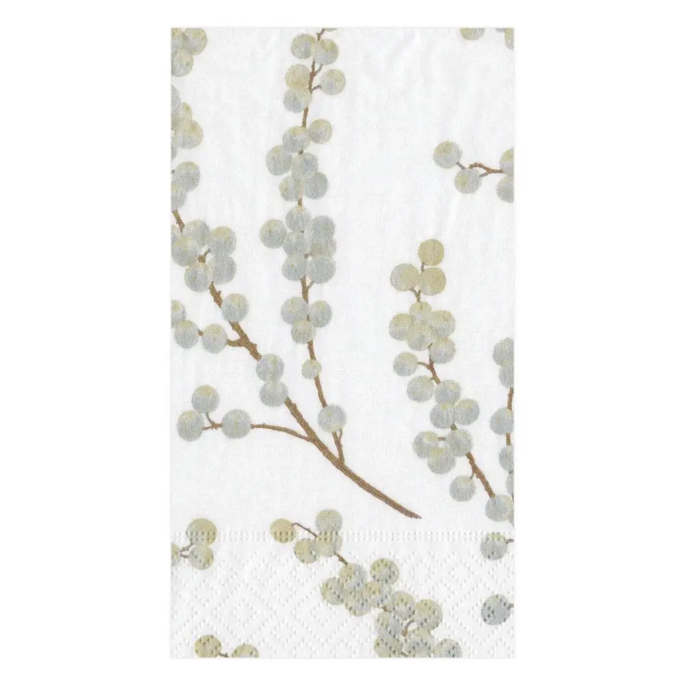 Berry Branches Paper Guest Towel Napkins Alabaster & Silver
