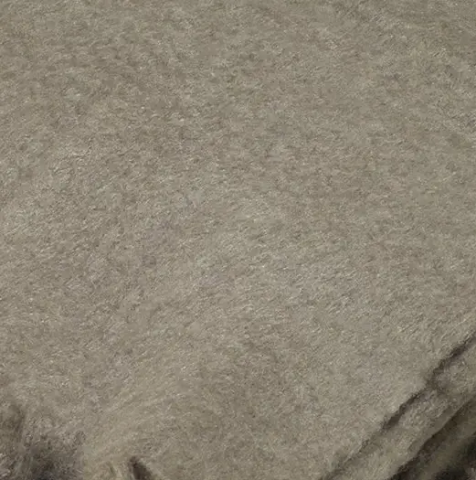 Bella Pom Pom Mohair Throw, Taupe Gold & Black