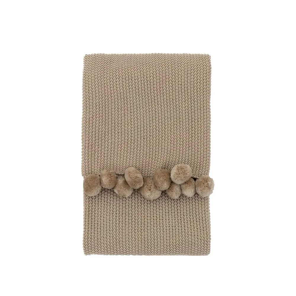 LED Marquee Moss Stitched Pom Pom Throw - Untreated