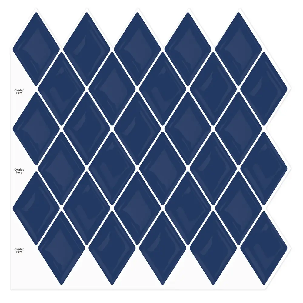 Diamond Tiles Peel and Stick Backsplash Kitchen Walls - Prussian Azure 12" x 12"(30.5 x 30.5 cm)