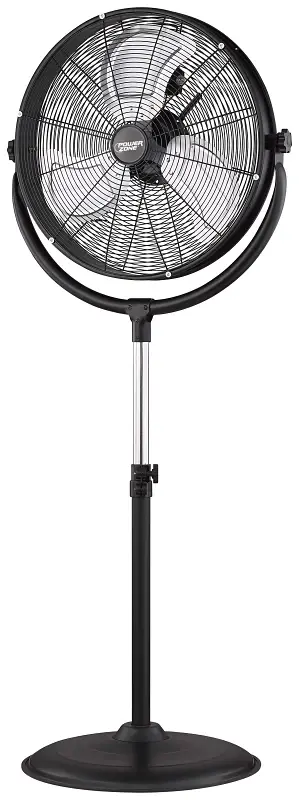 Energy Efficient PowerZone FES50-T5 High-Velocity Pedestal Stand Fan, 120 V, 1.25 , 20 Dia Blade, 3-Blade, Metal Blade, Onyx