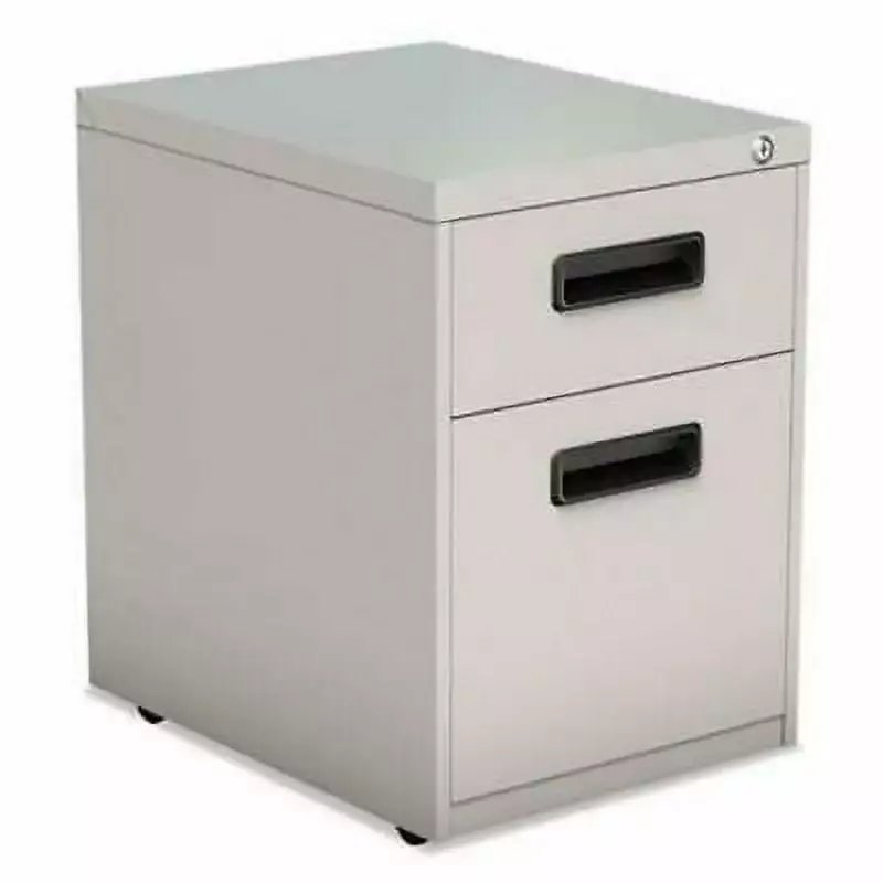 Alera Two-Drawer Metal Pedestal File Cabinet 21-5/8 High Light Gray Office Storage