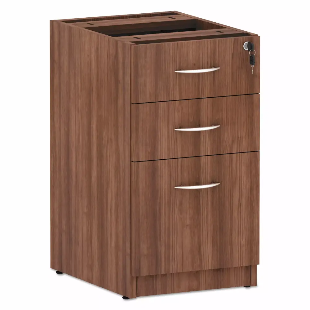 Alera Valencia Series 3 Drawer Box File Full Pedestal Modern Walnut Office Cabinet