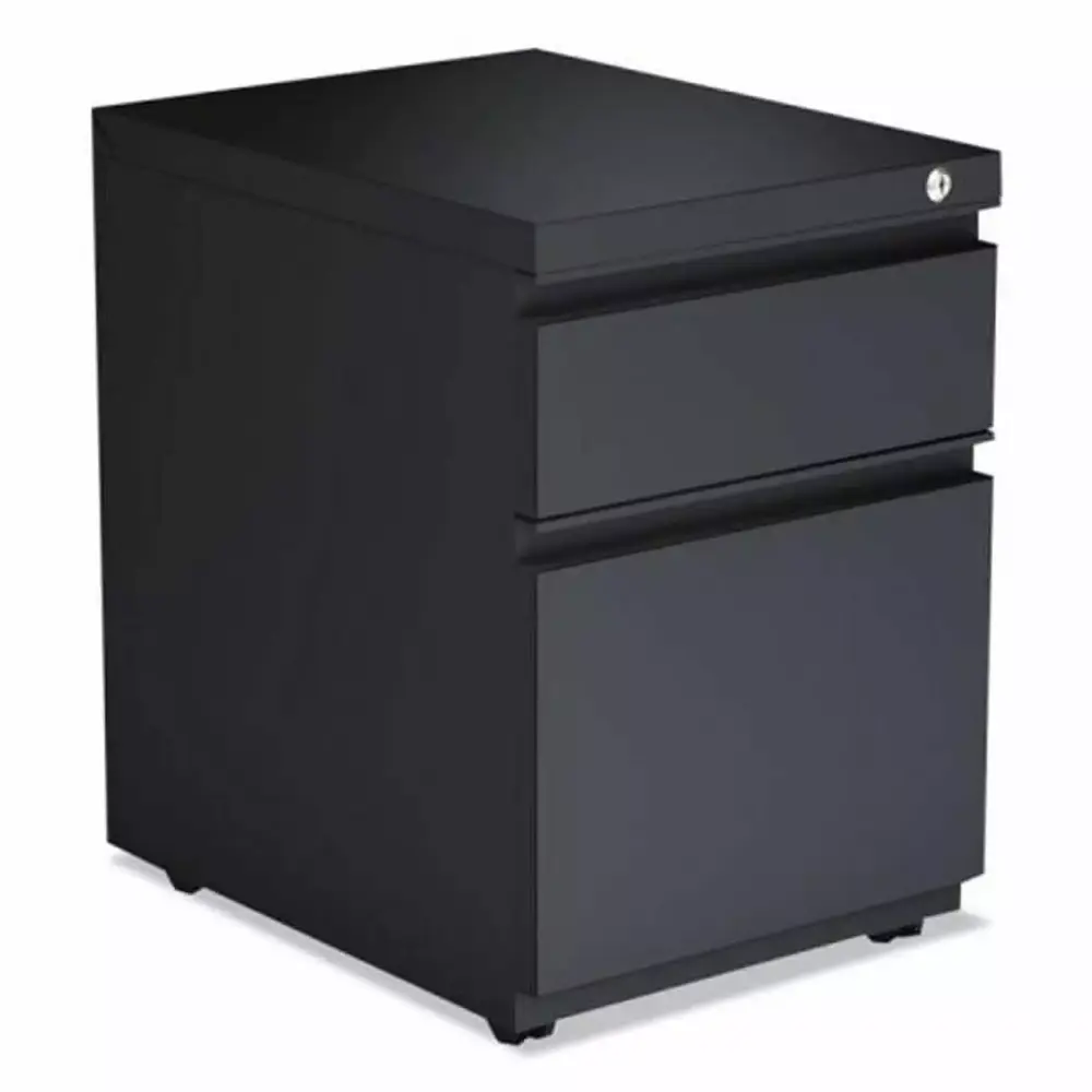 ALE Two-Drawer Metal Pedestal File Cabinet Full Length Pull Charcoal Fine-Line