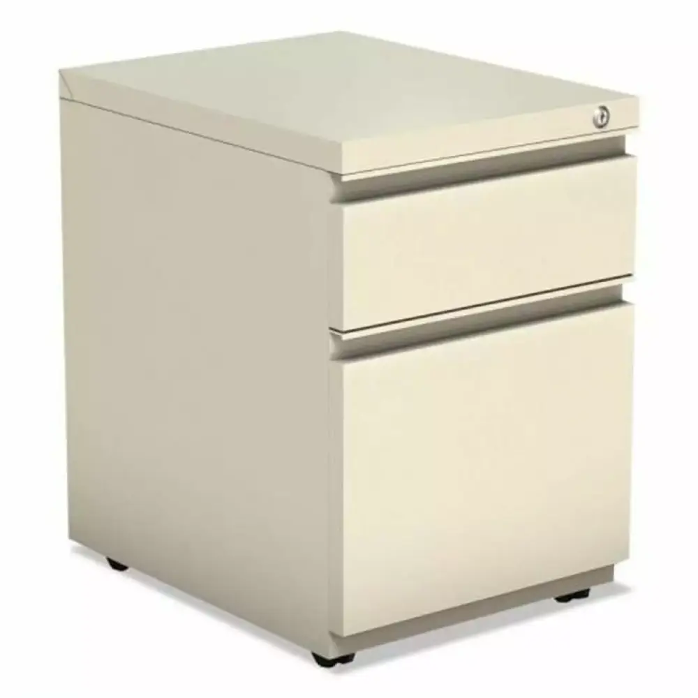 ALE Two-Drawer Metal Pedestal File Cabinet Full Length Pull Putty Fine-Line