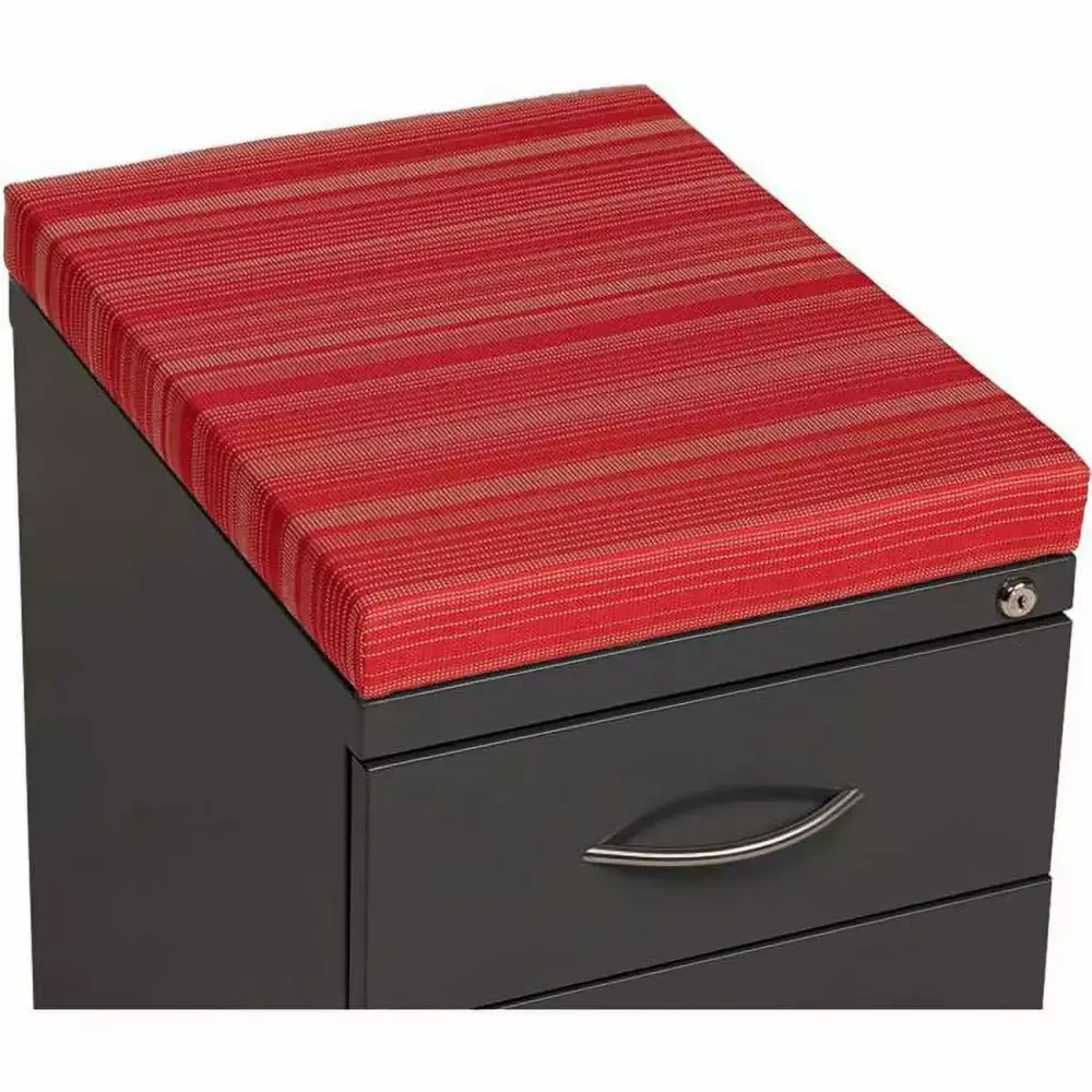Interion 2 Drawer Box & File Pedestal Charcoal Red Cushion Top Office PaperPerfect