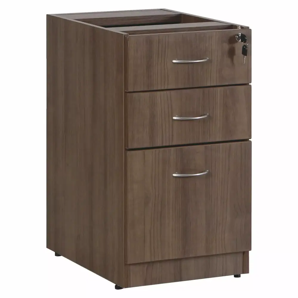 Lorell Essentials Walnut Fixed Pedestal 2-Drawer Under Desk File Cabinet 15.5 x 21.9 x 28.5 Inches